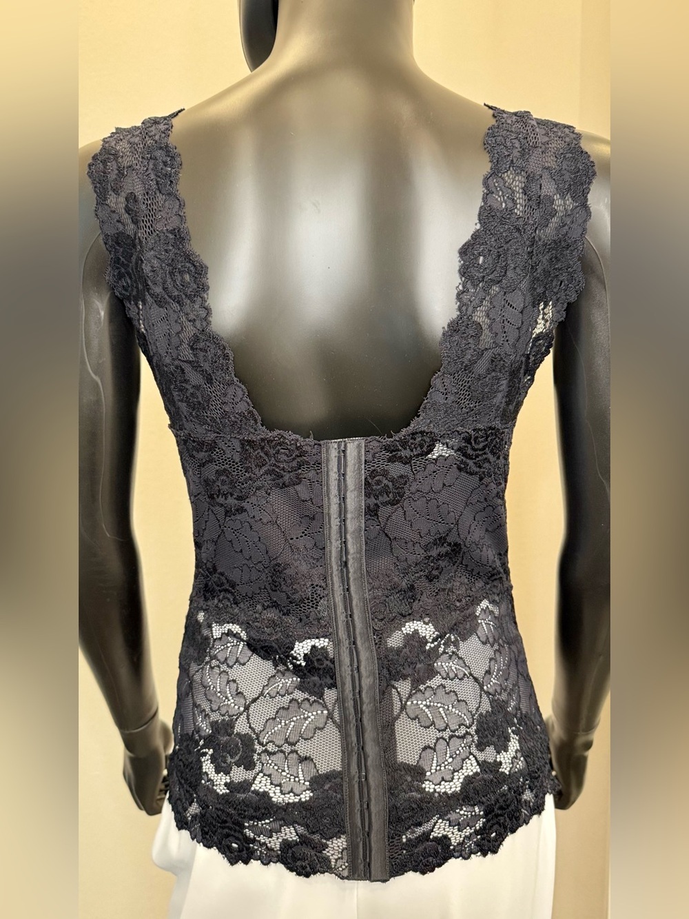 Mango Black Lace V-Neck  Top  size M